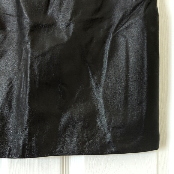 Bagatelle 90's Vintage Genuine Leather High Waisted A-Line Mini Skirt Black 4 - Picture 6 of 13